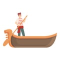 Italian gondolier icon cartoon vector. Venice gondola Royalty Free Stock Photo