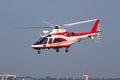 Italian government fire department helicopter at airport and airfield. Rotorcraft. General aviation industry. Police utility