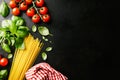 Italian healthy food background with copy space