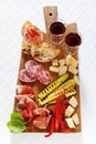 Italian healthy snacks. prosciutto, salami, vegetables grilled p Royalty Free Stock Photo