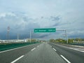 Italian highway with toll station sign.