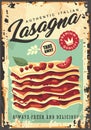Italian homemade lasagna retro sign