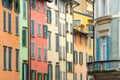 Italian houses with colorful walls and windows in Bergamo