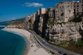 Italian houses fronting the sea on cliff over Royalty Free Stock Photo