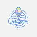 Italian ice cream logo. Gelateria emblem and sign. A waffle cone and some scoops of ice cream. Royalty Free Stock Photo