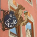 Italian icecream shield in Bavarian citycenter of FÃ¼ssen Germany