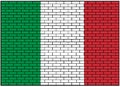 Italian, Italian flag on brick wall background. Vector Illustration.