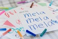 Italian; Kids Writing Name of the Fruits for Practice