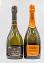 Italian La Cacciatora and Cantine Maschio Treviso prosecco bottles closeup