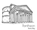 Italian landmark Pantheon sketch. Vector isolated on white background.