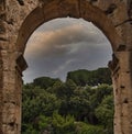 Italian Landscape Through an Archway in Rome, Italy