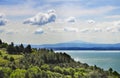 Italian landscape with lake and clouds Royalty Free Stock Photo