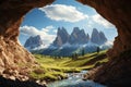 Italian landscapes gleam with Tre Cimes three peaks on sunny days