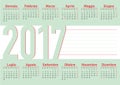 Italian language calendar 2017 horizontal