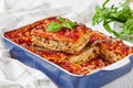 Italian lasagna casserole of firm tofu, mushrooms Royalty Free Stock Photo