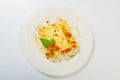 Italian lasagna rolls on a white plate Royalty Free Stock Photo