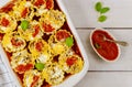 Italian lasagna with tomato sause, ricotta cheese and ground beef Royalty Free Stock Photo