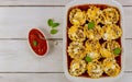 Italian lasagna with tomato sause, ricotta cheese and ground beef Royalty Free Stock Photo