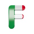 Italian letter F - Upper-case 3d Italy flag font - suitable for Italy, Europe or Rome related subjects