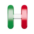 Italian letter H - Upper-case 3d Italy flag font - suitable for Italy, Europe or Rome related subjects