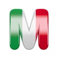 Italian letter M - Capital 3d Italy flag font - suitable for Italy, Europe or Rome related subjects