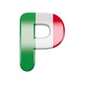 Italian letter P - Upper-case 3d Italy flag font - suitable for Italy, Europe or Rome related subjects