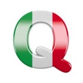 Italian letter Q - Upper-case 3d Italy flag font - suitable for Italy, Europe or Rome related subjects