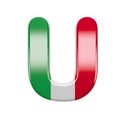 Italian letter U - Capital 3d Italy flag font - suitable for Italy, Europe or Rome related subjects