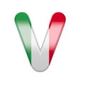 Italian letter V - Upper-case 3d Italy flag font - suitable for Italy, Europe or Rome related subjects