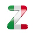 Italian letter Z - Upper-case 3d Italy flag font - suitable for Italy, Europe or Rome related subjects