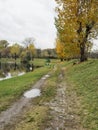 Italian little lake, with fishing of trouts and sturgeons