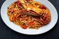 italian lobster linguine pasta in tomato sauce Royalty Free Stock Photo