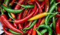 Italian long hot peppers, or Italian long hots, just picked in a basket. Royalty Free Stock Photo