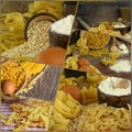 Italian Macaroni Pasta Uncooked Collage Royalty Free Stock Photo