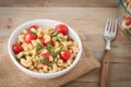 Italian macaroni salad with tomatoes and fresh