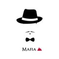 Italian Mafioso face on white background. Royalty Free Stock Photo