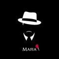 Italian Mafioso. Illustration Man with a hat, mustache and collar. Royalty Free Stock Photo