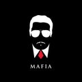 Italian Mafioso portrait. Man with mustache and sunglasses.