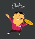 Italian man cartoon character, citizen of the