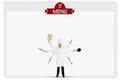 Italian chef with kitchen utensils and menu board Royalty Free Stock Photo