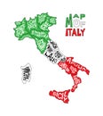 Italian map with administrative province names - Abruzzo, Aosta Valley, Apulia, Basilicata, Calabria and more. Map of