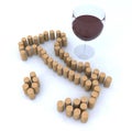 Italian map with cork and glass of red wine Royalty Free Stock Photo