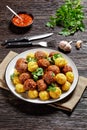 Italian meatballs and pasta balls on a plate Royalty Free Stock Photo