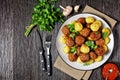 Italian meatballs and pasta balls on a plate Royalty Free Stock Photo