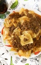 Ravioli with meat sauce bolognese. Royalty Free Stock Photo