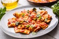 Italian or mediterranean food pasta ravioli of tomato sauce. Royalty Free Stock Photo