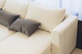 Italian Modern Model House : White Fabric Sofa Detail Royalty Free Stock Photo