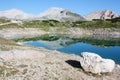 Italian mountain landscape with lake in Dolomiti FANES Nature Park Royalty Free Stock Photo