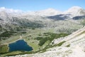 Italian mountain landscape with lake in Dolomiti FANES Nature Park Royalty Free Stock Photo