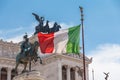 Italian national flag in front of Altare della Patria Royalty Free Stock Photo